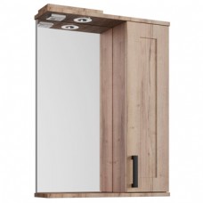 Шкаф зеркальный в ванную комнату 'МОККО 50' цвет дуб крафт табачный/дуб санремо правый с подсветкой